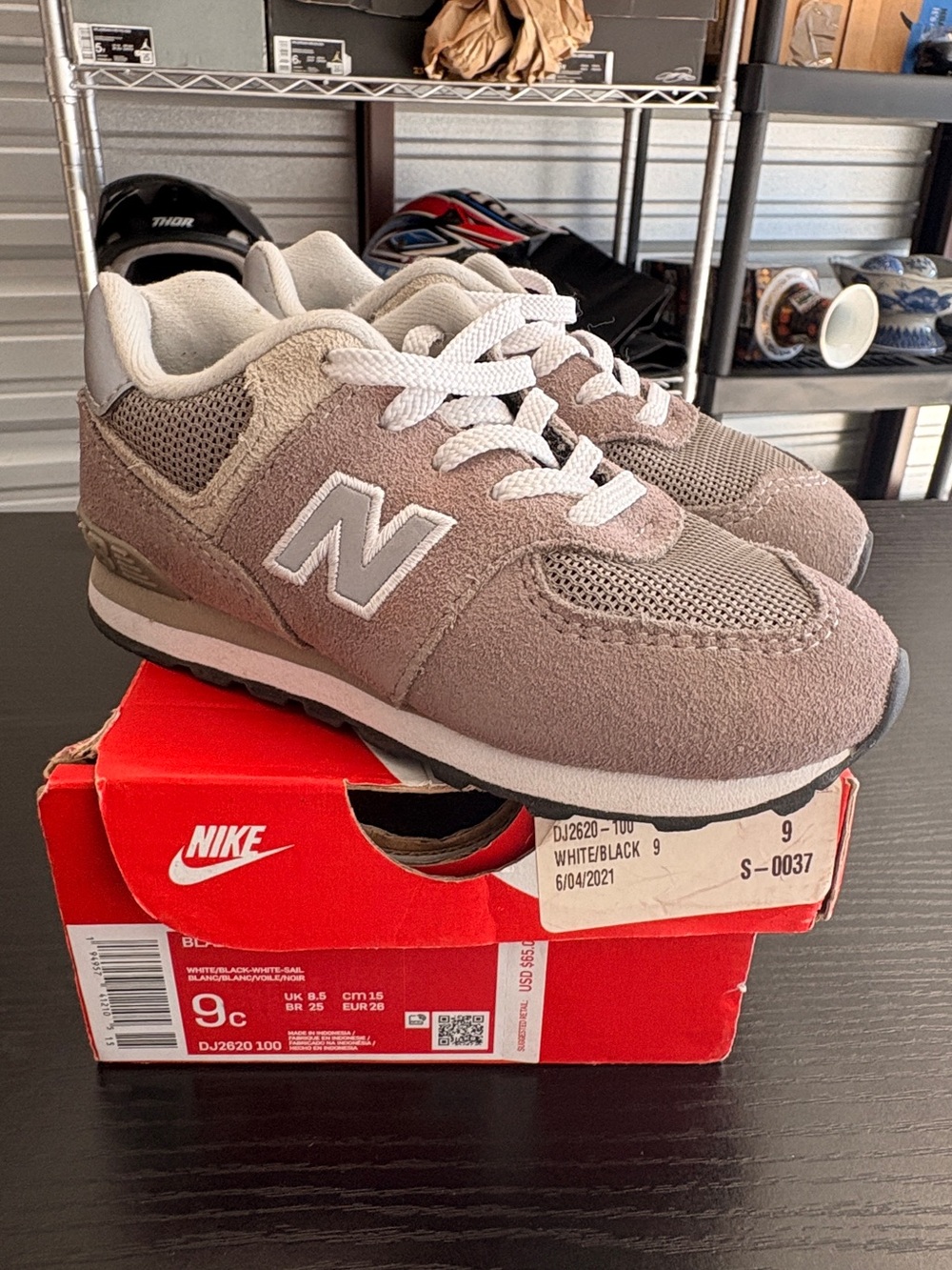 New Balance Kids Gray Suede & Mesh Sneakers